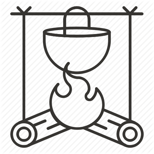 Download Travel Clipart Camping Food S'more Clip Art - Cooking Over Fire Black And White Clipart (512x512)