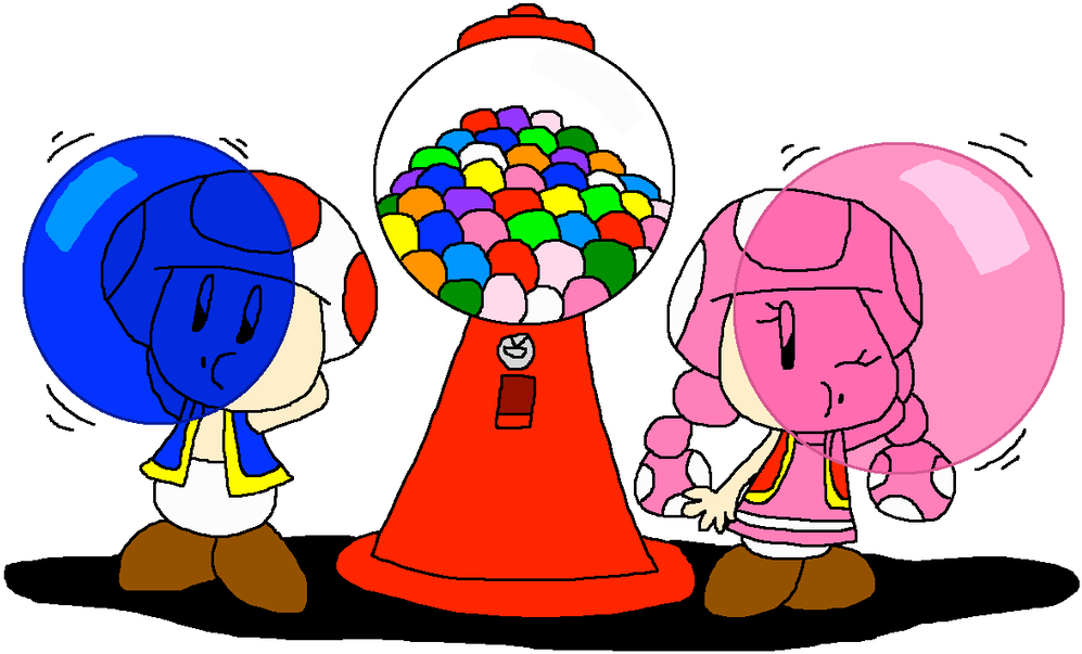 Toad And Toadette With Gumball Machine By Pokegirlrules - Toad And Toadette With Gumball Machine By Pokegirlrules (1024x633)