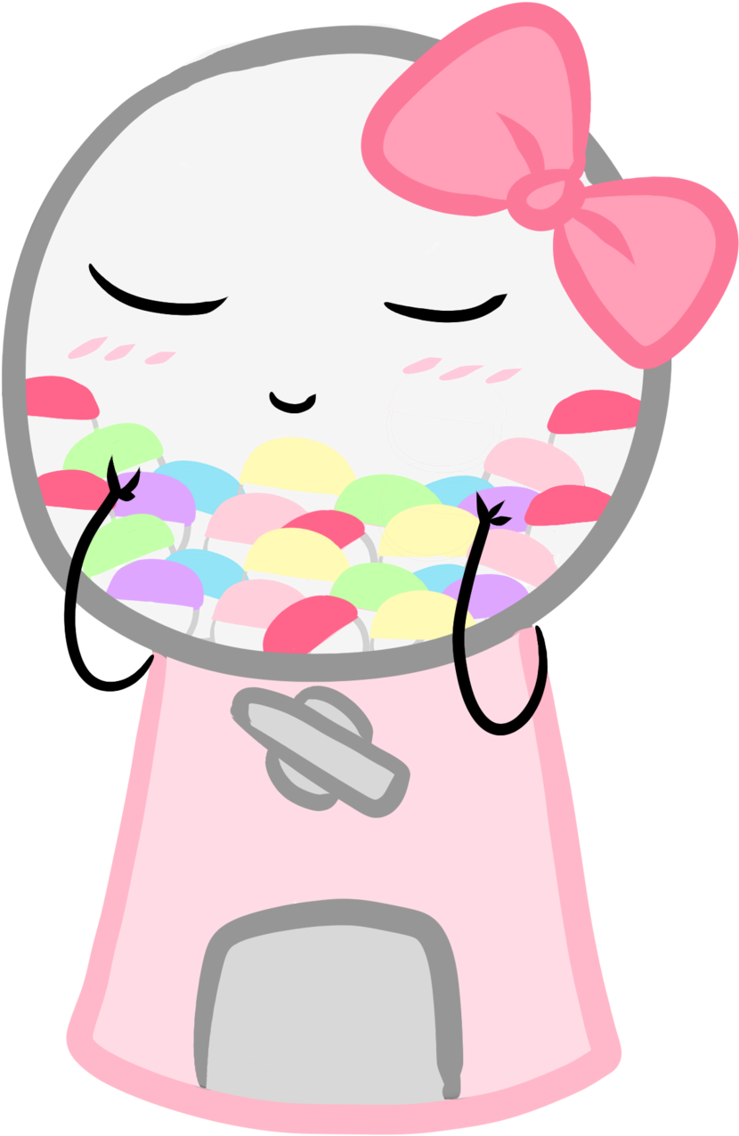 Cutie Gumball Machine Pastel Candy, Pink Candy, Green - Kawaii Machine (1024x1373)
