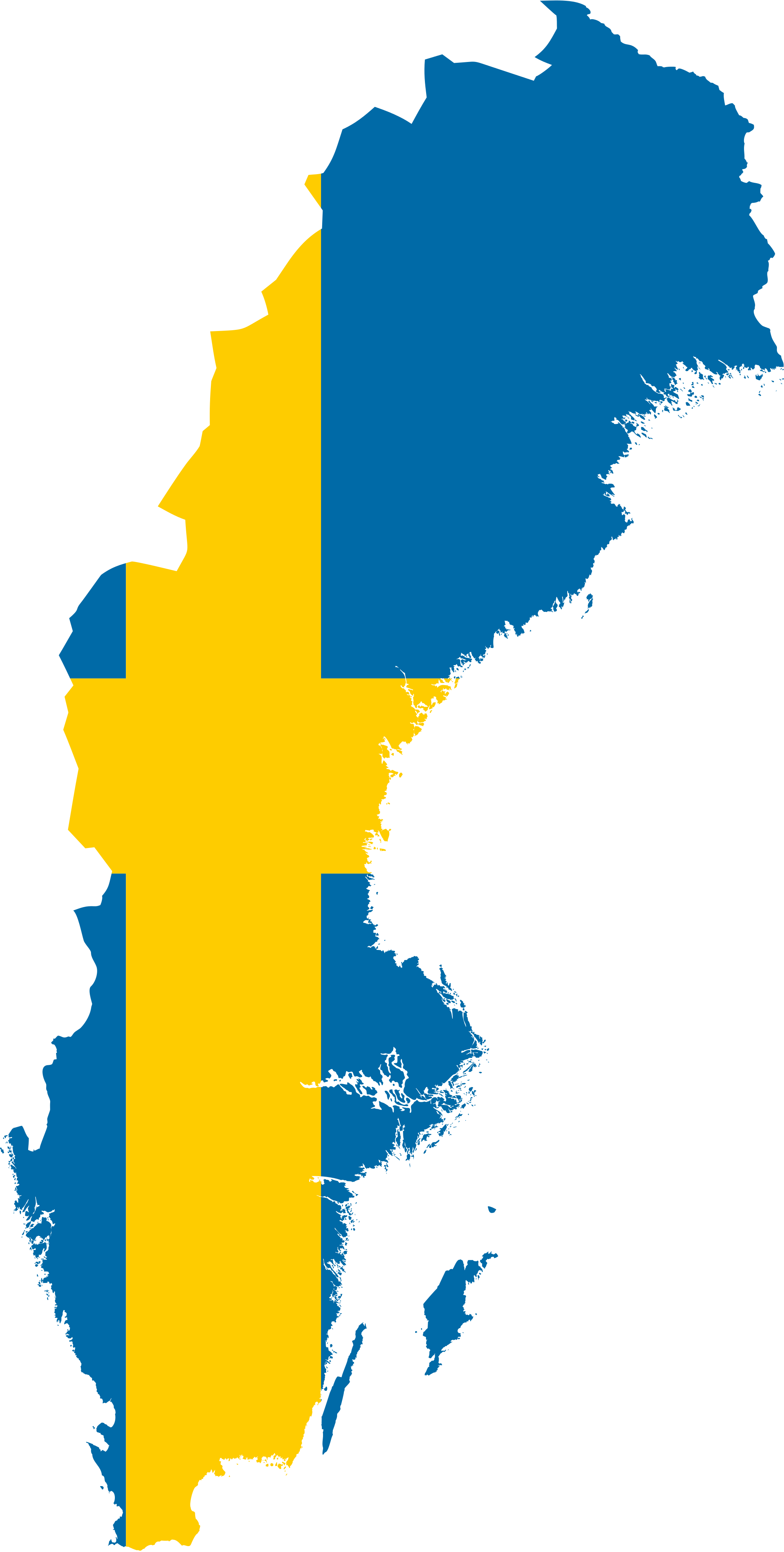 Clip Art Flag Of Sweden - Sweden Map Png (2000x3957)