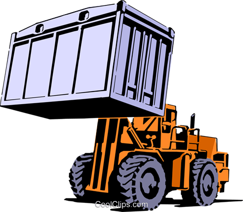 Forklift Royalty Free Vector Clip Art Illustration - Shipping Container (480x419)