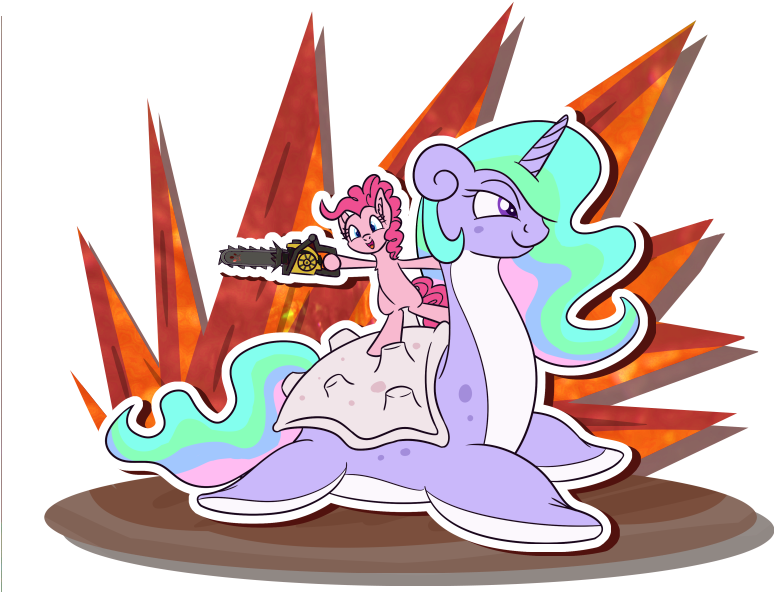 Couchcrusader, Chainsaw, Crossover, Doom, Lapras, Pinkie - Princess Celestia (800x600)