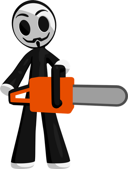 Little Anarchist With Chainsaw - Illustration (416x550)