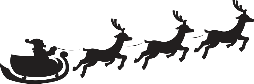 Santa And Reindeer Silhouette Cut File (826x274)
