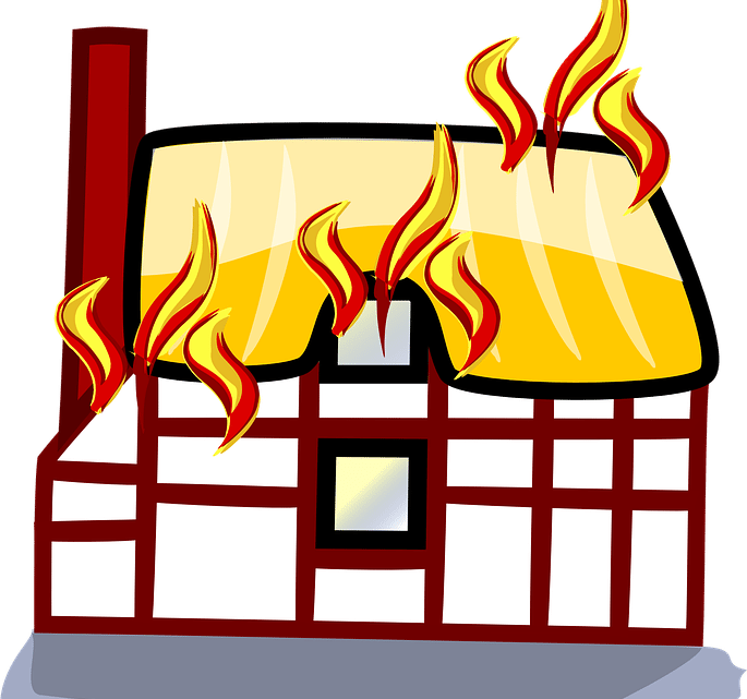Bridge Clipart On Fire - Building On Fire Cartoon (685x641)
