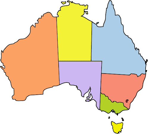 Australia Locator Mjc Coloured - Australia States (497x450)