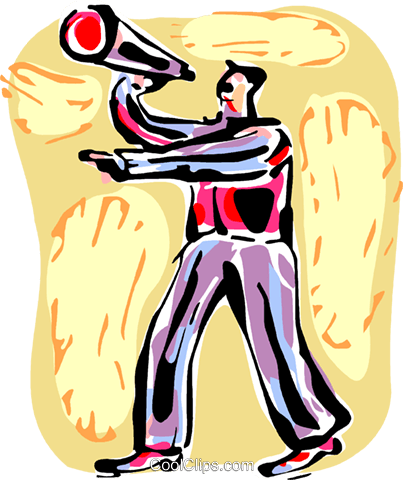 Man Making Announcements With Megaphone Royalty Free - Illustration (403x480)