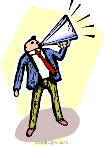 Man With Megaphone Making Announcement Royalty Free - Illustration (339x480)
