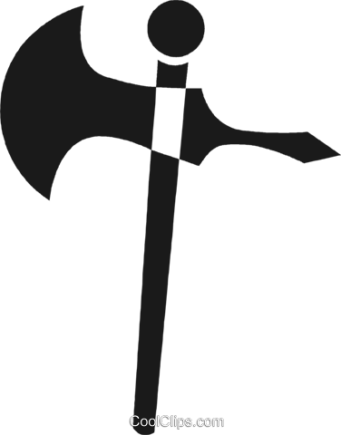 Battle Axe Royalty Free Vector Clip Art Illustration - Cleaving Axe (376x480)