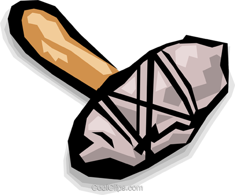 Stone Battle Axe Royalty Free Vector Clip Art Illustration - History (480x397)