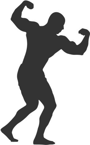 Royalty Free Download Bodybuilder Twisted Biceps Pose - Silhouette Pose (512x512)
