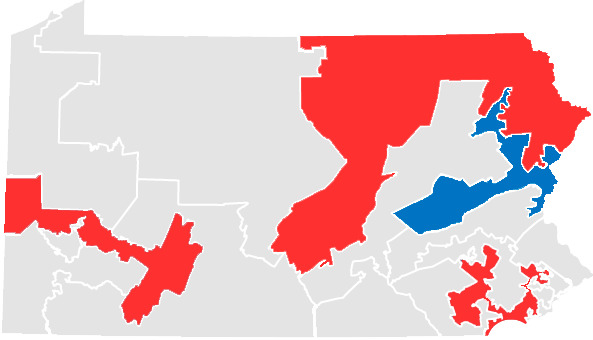 Pennsylvania Is Known For Some Of The Weirdest-shaped - Real Gerrymandering Map Pennsylvania (593x340)