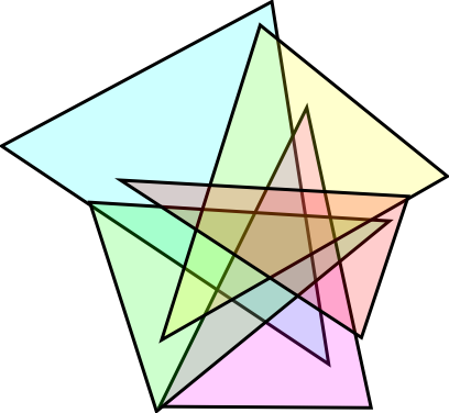 >5 Way Venn Diagrams - Venn Diagrams With 5 Triangles (408x376)