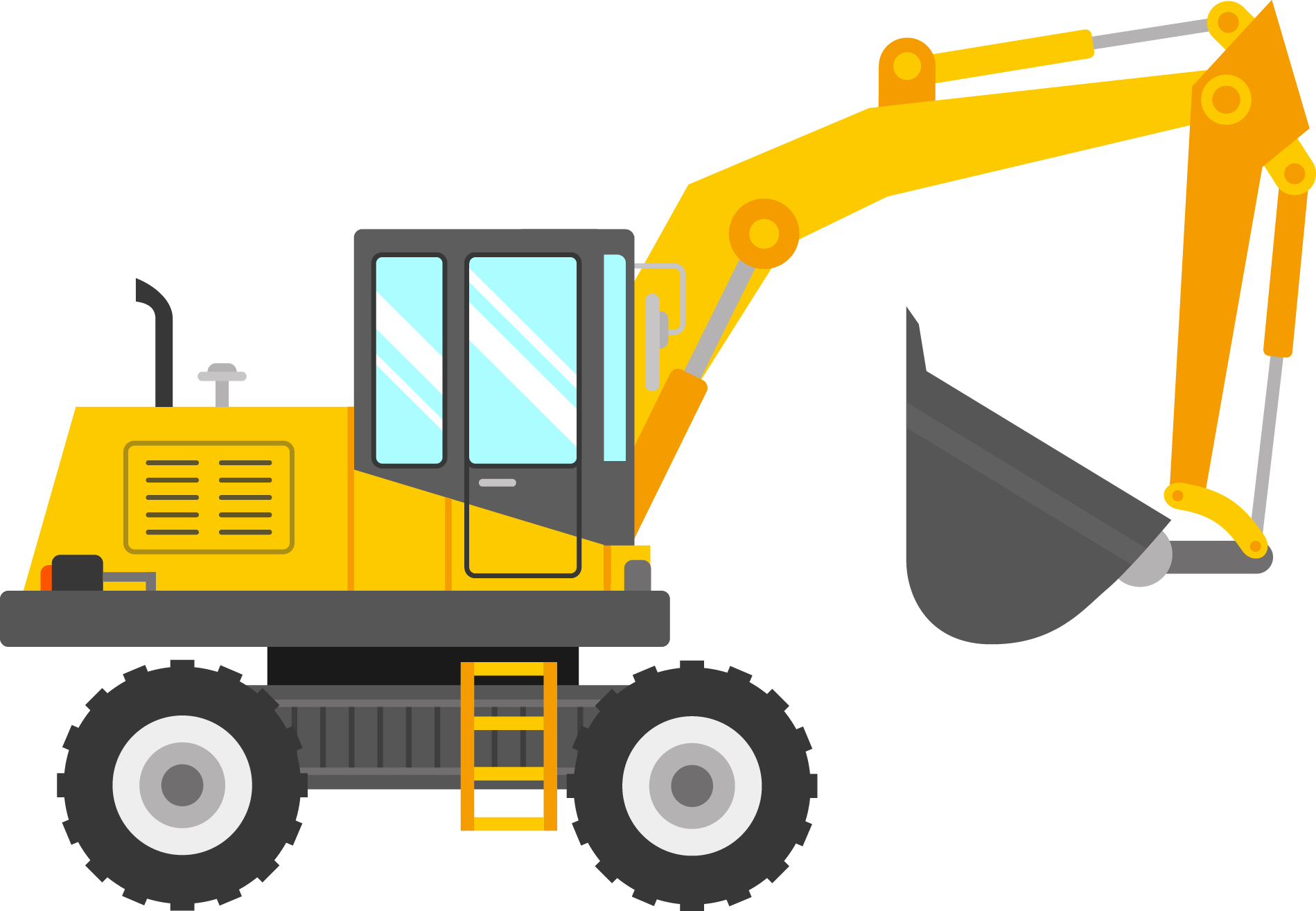 Dozer Vector Excavator - Wheel Excavator Clip Art (1899x1314)