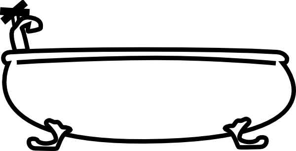 Bathtub Clipart Transparent - Bath Tub Line Drawing (600x306)
