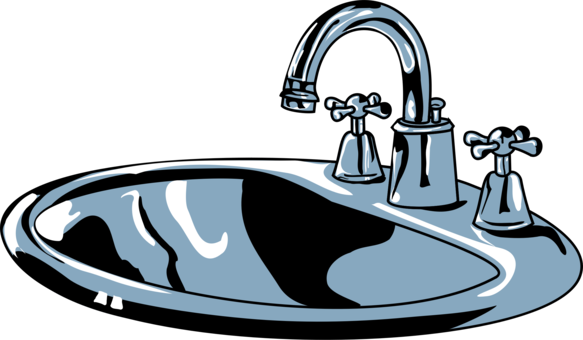 Kitchen Sink Tap Bathroom Cleaning - Wash Basin Clipart (583x340)