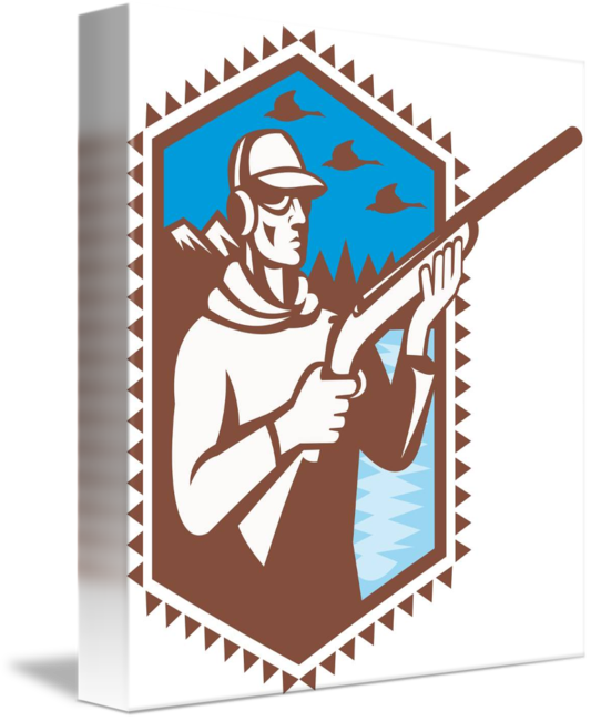 Hunter With Shotgun Rifle Duck Shooting Ret Magnet (533x650)