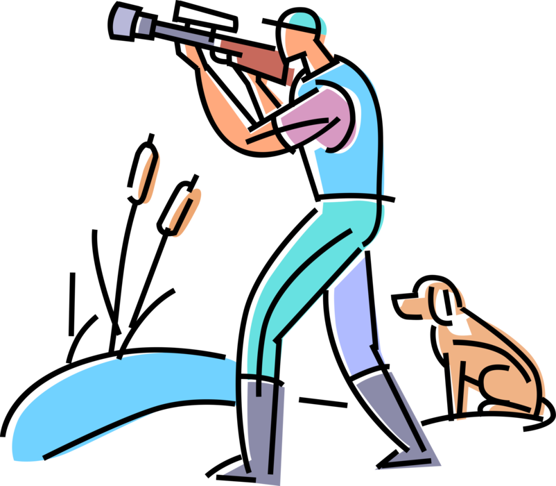 Vector Illustration Of Waterfowl Duck Hunter Hunting - Illustration (802x700)
