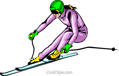 Woman Skier Royalty Free Vector Clip Art Illustration - Skiing (480x305)
