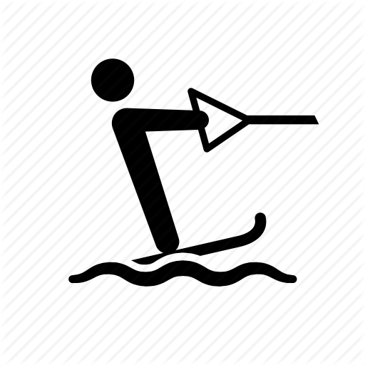Man Recreation Stick Figure Vacation Skiing Waves - Stick Figure Water Skier (512x512)