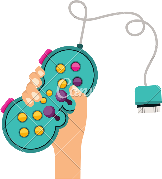 Hand Holding Videogame Controller - Illustration (800x800)