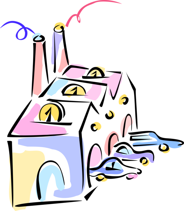 Cars Coming Off Assembly Line Vector Image - Industry (609x700)