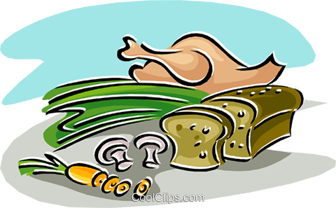 Poultry With Vegetables And Bread Royalty Free Vector - Poultry With Vegetables And Bread Royalty Free Vector (480x297)