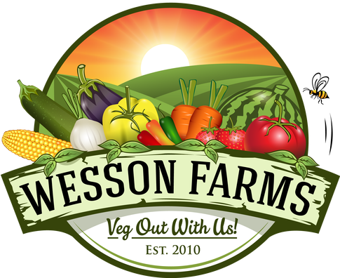 Clip Art Library Download Wesson Farms Drinking Plenty - Fruits And Vegetables Logo (484x468)