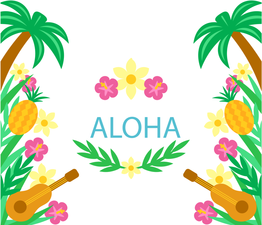 Clipart Resolution 2400*2400 - Hawaiian Photo Booth Frame (900x900)