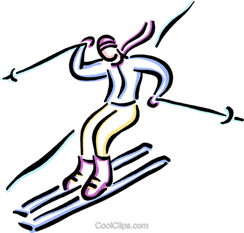 Person Downhill Skiing Royalty Free Vector Clip Art - Cartoon Skier (480x459)