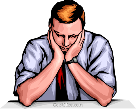 Tired Man Royalty Free Vector Clip Art Illustration - Cartoon Sad Guy (480x385)