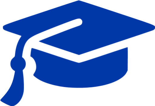 Royal Azure Blue Graduation Cap Icon - Blue Graduation Hat Png (512x512)