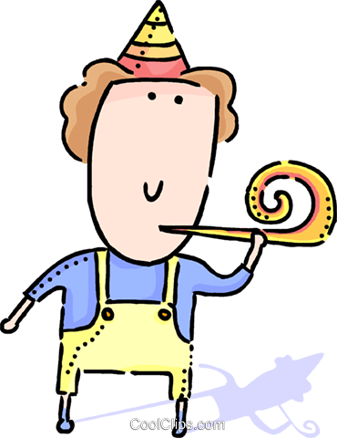 Boy And A Noise Maker Royalty Free Vector Clip Art - Boy And A Noise Maker Royalty Free Vector Clip Art (370x480)