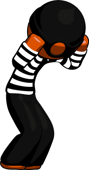 Orange Thief Man With Headache Or Covering Ears Turned - Man (289x550)