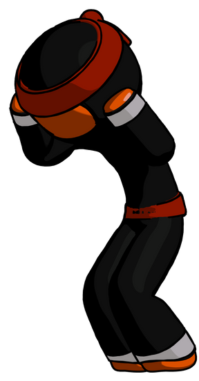 Orange Ninja Warrior Man With Headache Or Covering - Ear (296x550)