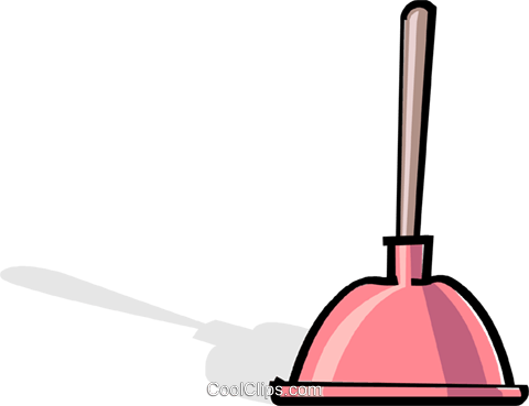 Toilet Plunger Royalty Free Vector Clip Art Illustration - Cartoon Plunger (480x369)