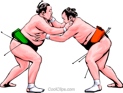 Sumo Wrestlers Royalty Free Vector Clip Art Illustration - Vetor Lutador De Sumo (480x364)