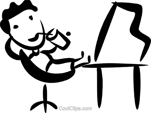 Relaxing At Desk Royalty Free Vector Clip Art Illustration - Illustration (480x362)