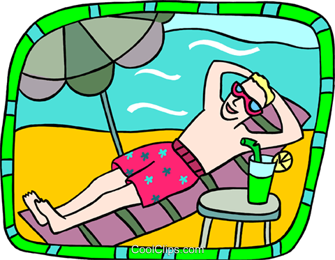 Relaxing At Beach Royalty Free Vector Clip Art Illustration - Angesagt (480x373)