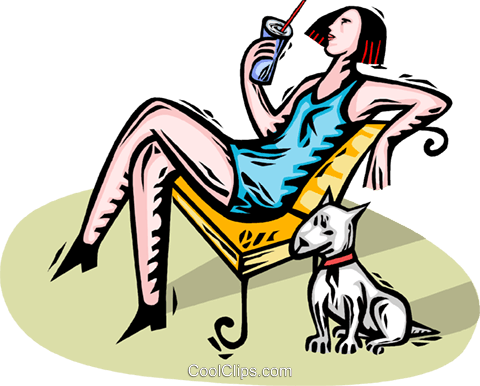 Woman Relaxing, Sipping On A Drink Royalty Free Vector - Illustration (480x386)
