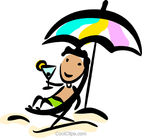 Relaxing At The Beach Royalty Free Vector Clip Art - Relaxen Clipart (480x464)