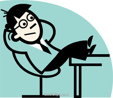 Relaxing At Desk Royalty Free Vector Clip Art Illustration - Kid Speaking (480x416)