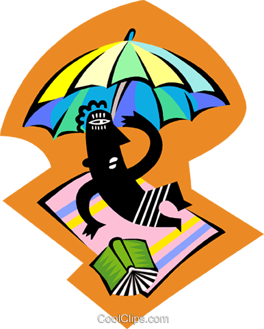 Relaxing At Beach Royalty Free Vector Clip Art Illustration - Beach (386x480)