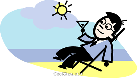 Relaxing At The Beach Royalty Free Vector Clip Art - Beach (480x275)