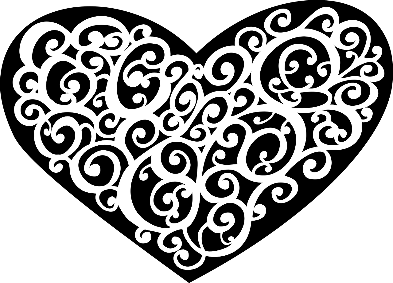 Stencil Arabesque Paper Symbol Art - Vector Love Hitam Putih (1280x921)