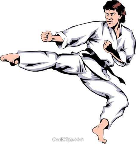 Martial Artist Kicking Royalty Free Vector Clip Art - Dale Carnegie In Hindi (456x480)