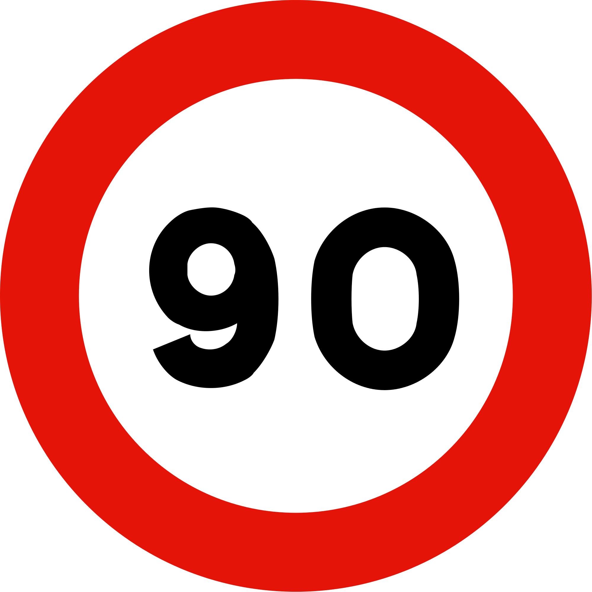 90s Clipart Ninety - Señal De 80 (2000x2000)