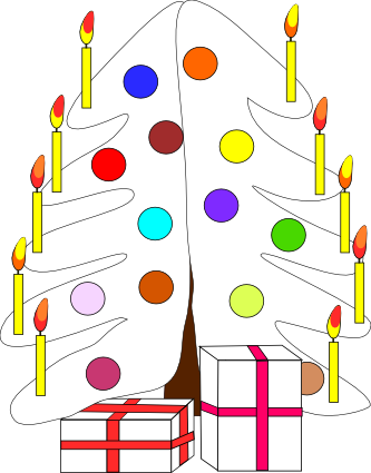 Xmas Christmas Tree 7 Black White Line Art Coloring - Christmas Day (333x425)