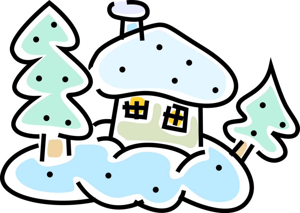 Vector Illustration Of Winter Scene With Freshly Fallen - Vector Illustration Of Winter Scene With Freshly Fallen (987x700)