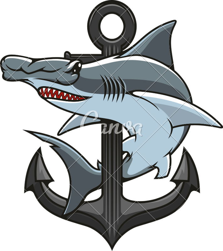 Hammerhead Shark And Anchor Heraldic Icon - Hammerhead Shark And Anchor (711x800)